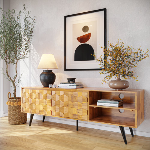 Corrigan Studio® Solid Wood TV Stand Fully Assembled, Media